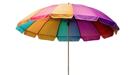 Obraz premium Multicolored Striped Beach Umbrella on Transparent Background