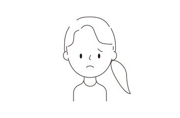 ポニーテールの女性　悲しむ