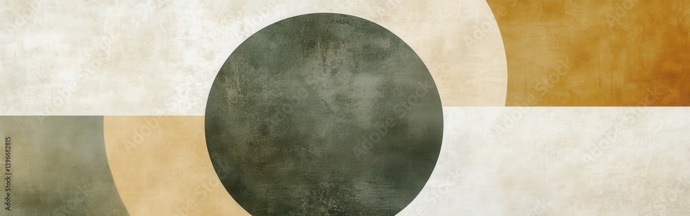 Aufkleber earthy tones abstract geometric design with textured circle and color blocks for modern art and deco
