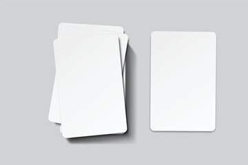 Playing cards mockup. Blank cards deck of poker hand, successful game, bet, casino ads, gambling business, game card or note cards, greeting card, invitation, credit card, business card isolated
