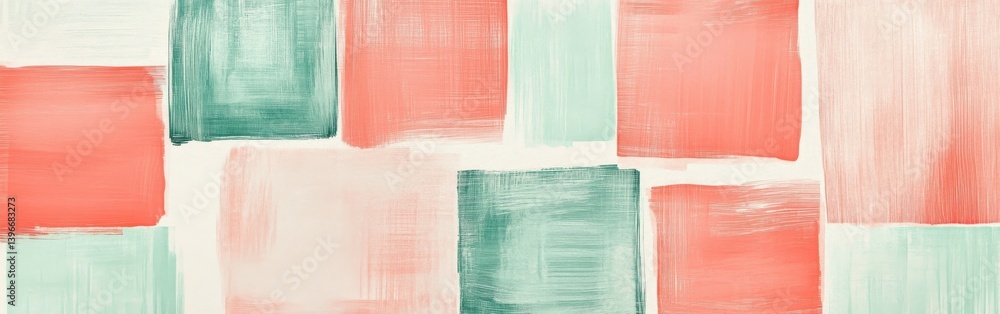 Aufkleber Modern Abstract Pastel Rectangle Pattern of Coral and Teal Pencil Strokes for Artistic Backgrounds and Creative Design