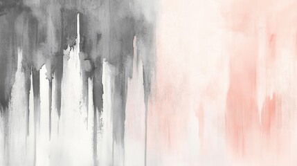 Abstract art background with minimalist strokes, gray and pastel peach color gradient, watercolor texture for creative designs