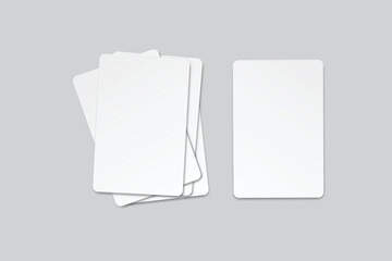 Playing cards mockup. Blank cards deck of poker hand, successful game, bet, casino ads, gambling business, game card or note cards, greeting card, invitation, credit card, business card isolated
