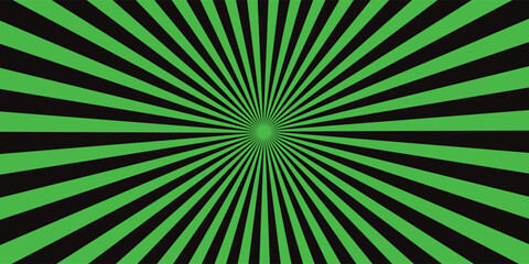 Abstract background with green fondant color. Sunburst Pattern. Green sunburst background. Green and black rays in the black background.