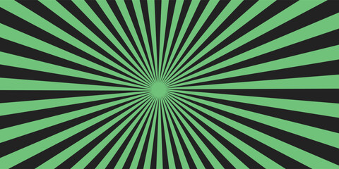 Abstract background with green fondant color. Sunburst Pattern. Green sunburst background. Green and black rays in the black background.