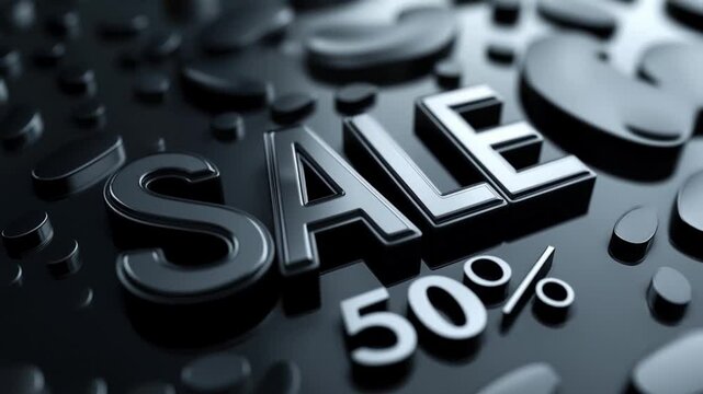 Bold lettering highlights a significant sale featuring a 50 percent discount. This promotional event encourages consumers to take advantage of the reduced prices available now