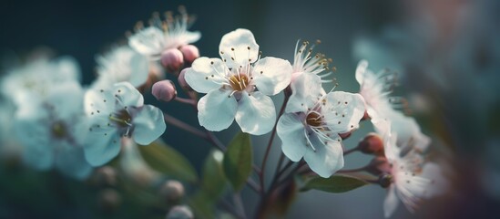 Delicate White Blossoms on a Fruit Tree in Soft Natural Light