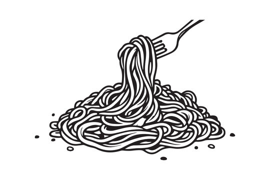 Spaghetti Carbonara line art illustration