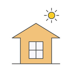 house and sun vector illustration 