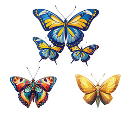 set of colorful butterflies isolated