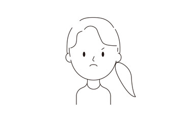 ポニーテールの女性　怒り