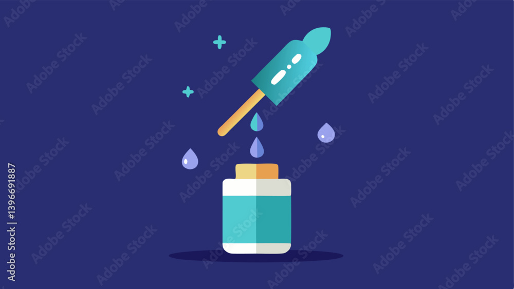 Poster infusion process a vector showing a dropper adding drops containing glowing nanoparticles into a ski