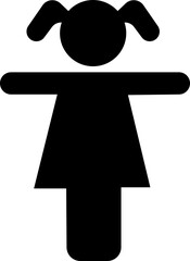 Kids or children icon in flat. baby girls symbols children simple shadow isolated on transparent background