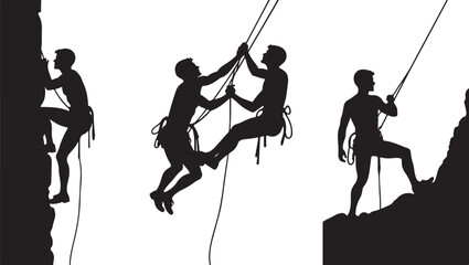 mountain, hiking, climbing, silhouette, adventure, outdoor, nature, rock, hiker, trek, cliff, vector, svg, wilderness, sport, extreme, summit, peak, trail, backpack, ridge, forest, landscape, travel, 