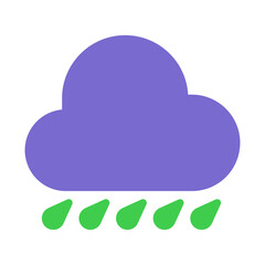 Stylized weather icon featuring a rain cloud design with rounded forms illustration