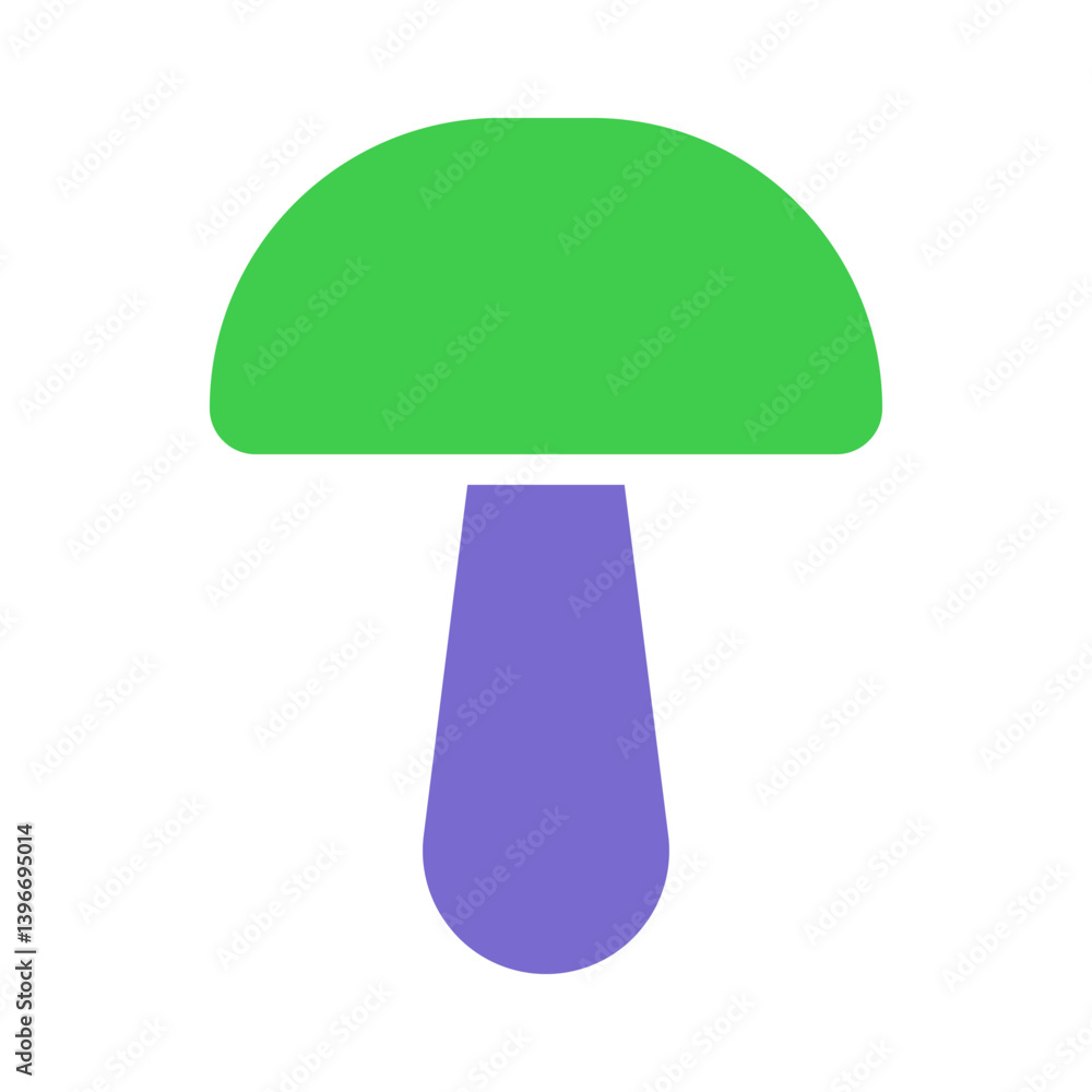 Poster stylized mushroom icon with simple geometric shapes and vibrant color blocks