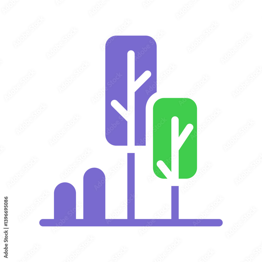 Poster stylized abstract representation of a forest with minimalist aesthetic design