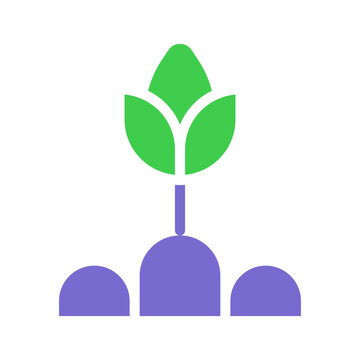 Stylized depiction of germination and growth through vibrant geometric design