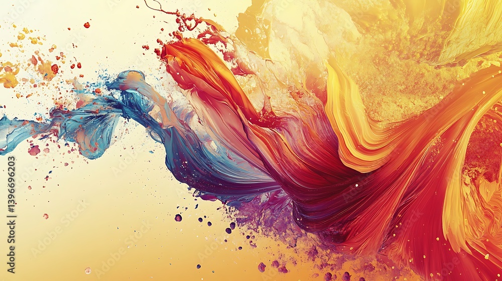 Poster vibrant abstract swirl of colorful paint blending seamlessly in a dynamic artistic expression
