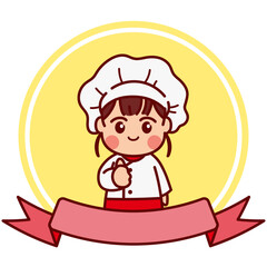 Cute Cartoon Chef Girl Character