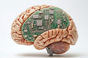 Fototapeta premium Futuristic Brain with Circuit Board Technology Design