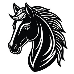 The black horse stallion silhouette vector illustration shows a running equine animal