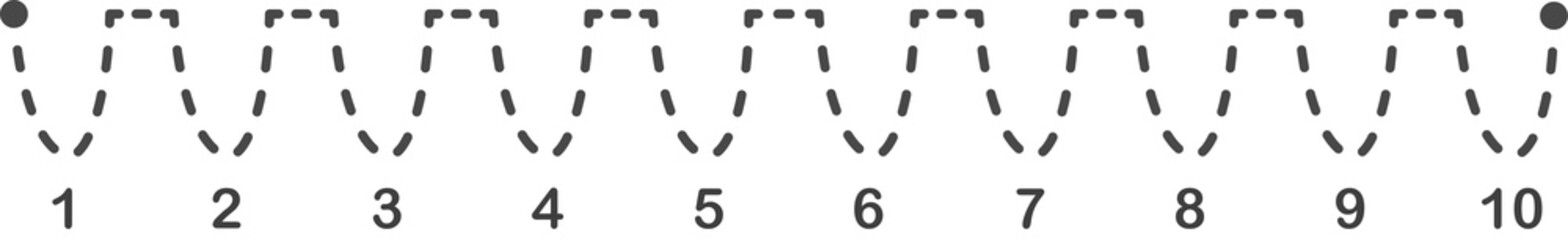 Dotted wave tracing with ordinal number.