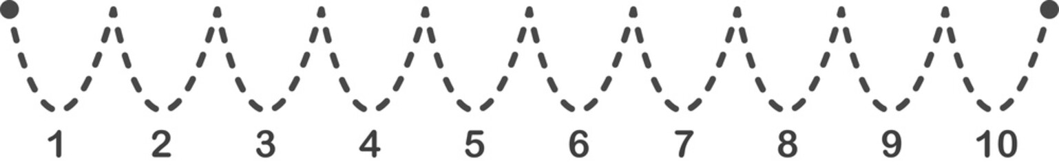 Dotted wave tracing with ordinal number.