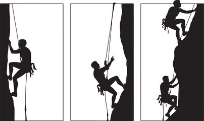 Mountain Hiking and Rock Climbing Silhouette Bundle | Adventure Vector Clipart