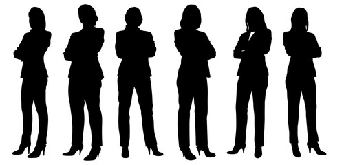 Silhouette of business women team in suits vector illustration for professional concept and design one hundred