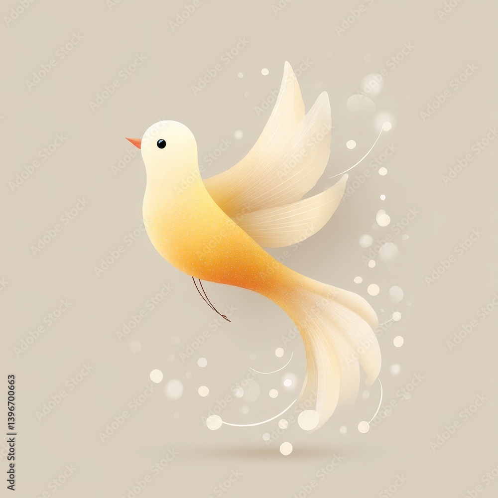 Poster graceful bird in flight minimalistic design digital art soft background artistic perspective
