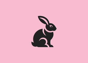 Rabbit silhouette logo with minimal, soft shape