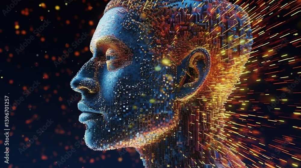 Aufkleber digital human representation with data flow and colorful effects