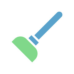 Stylized depiction of a squeegee cleaning tool with pastel color palette