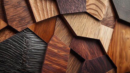 Textured Wooden Surface with Geometric Patterns in Various Shades and Finishes for Creative Projects