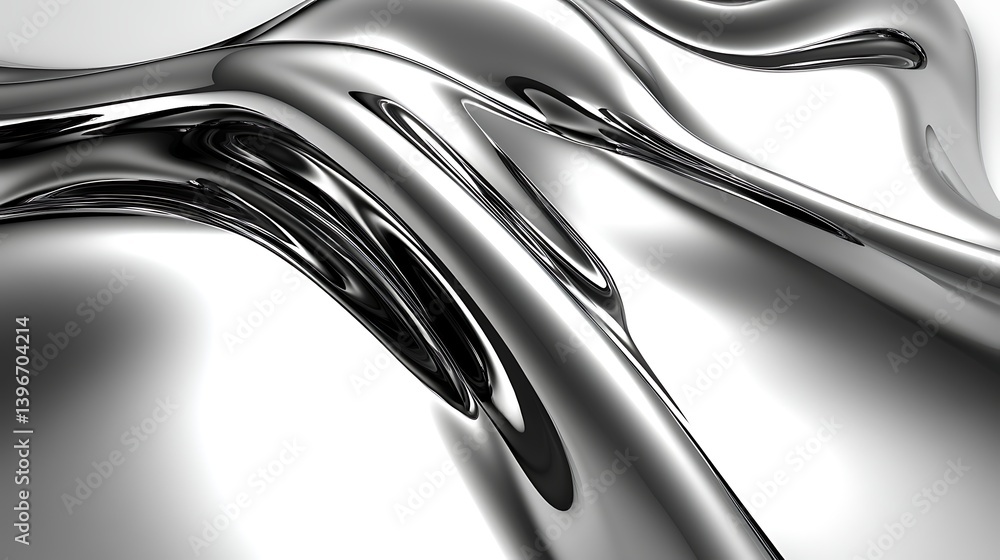 Aufkleber abstract metallic waves flowing seamlessly across a smooth surface, creating a dynamic visual effect