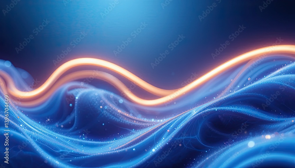 Poster abstract blue and orange waves flowing in a mesmerizing design, creating a digital background.