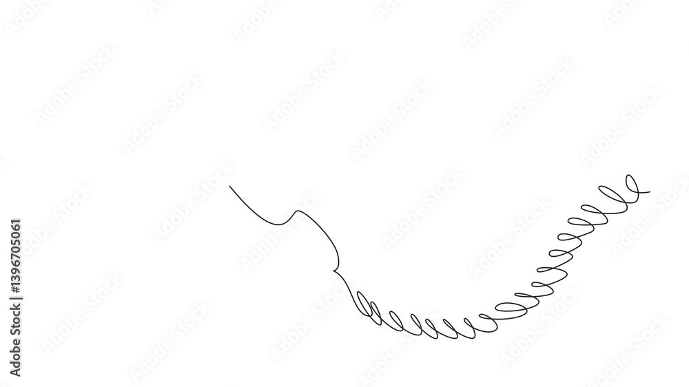 Aufkleber self drawing animation of continuous one line drawing retro telephone receiver with coiled cord. the