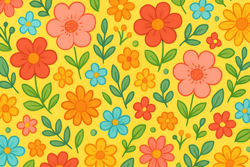 Bright Floral Wallpaper Design