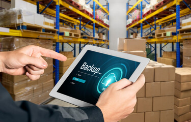 Backup Storage Data Internet Technology Business concept. Database storage cloud technology file...
