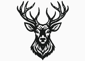 Silhouette Headdeer  head logo design. Vector illustration.