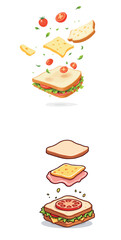 Vsai sandwich ingredients floating and creating a delicious meal