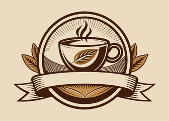 Hand drawn coffee Muscat logo. nature coffee line art vector design template