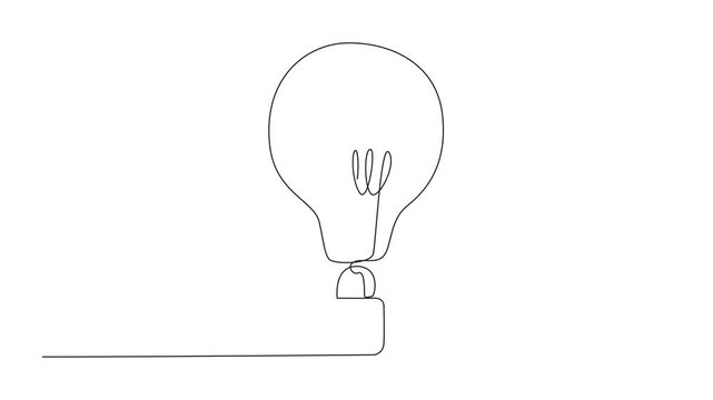 Animation of single continuous line drawing a light bulb with a padlock at the bottom. Register the brilliant ideas. World Intellectual Property Day. One line self drawing animated. Full length motion