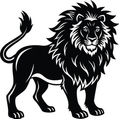 Wild lion head vector illustration, a black and white tribal art drawing