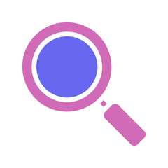 Simplified depiction of a magnifying glass, with vibrant color accents and clear visual focus