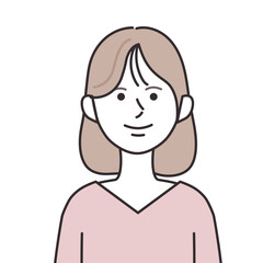 Vネックを着たボブの女性