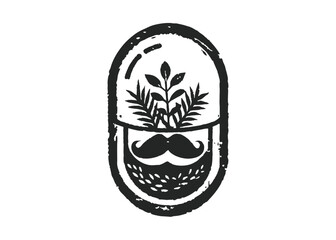 Silhouette Capsule herbal leaf medicine medical pharmacy hipster vintage logo vector icon isolated on white background