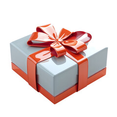 Detailed realistic gift box with a red ribbon bow, ideal for gift wrapping, celebrations, and festive occasions, PNG with transparent background
