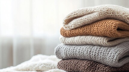 Folded clothes for recycling, sustainable fashion background